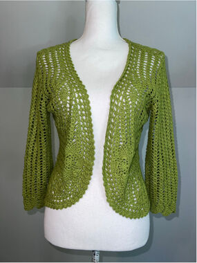 Isabella Rodriguez Crochet Cardigan Green Size S